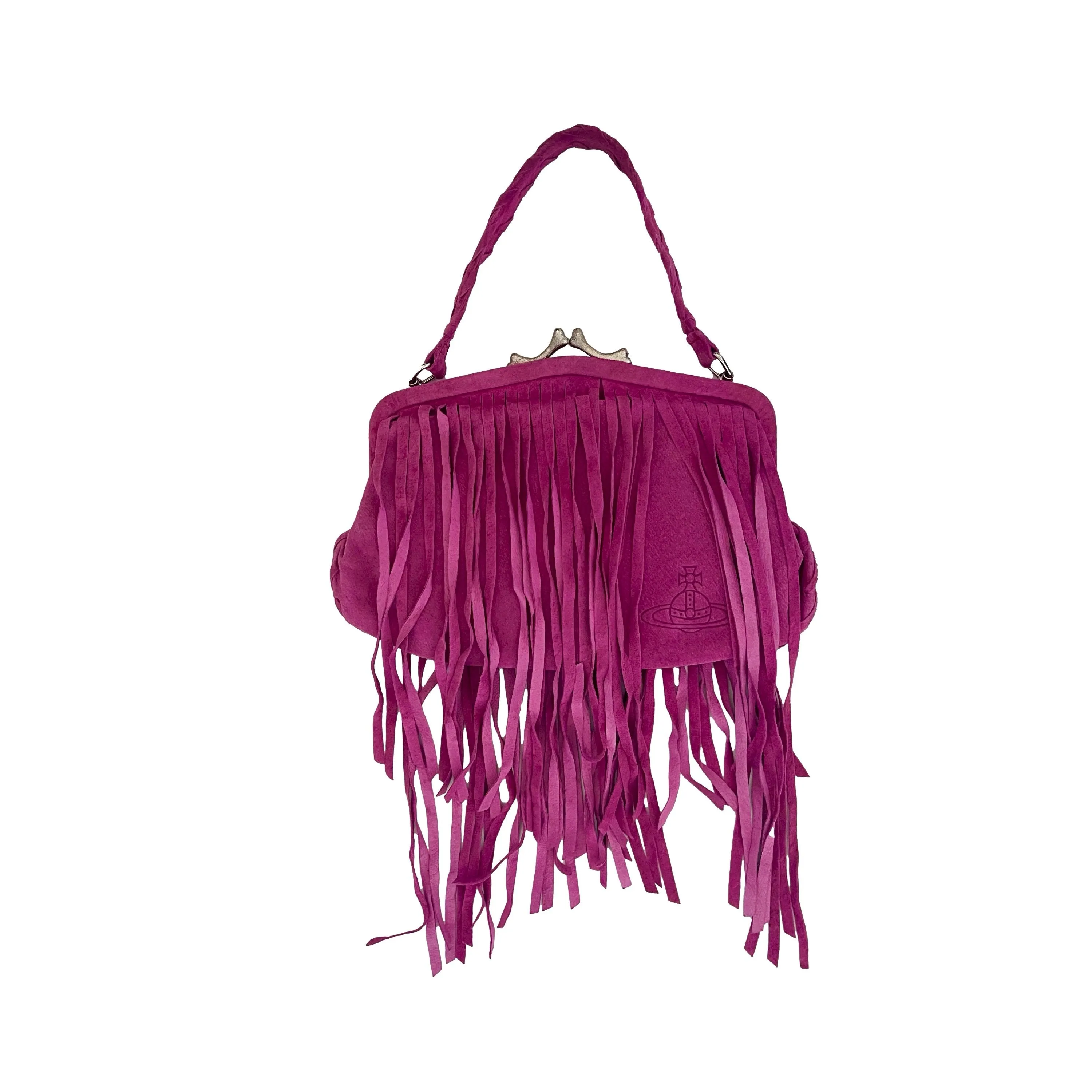Vivienne Westwood Pink Suede Bone Lock Bag