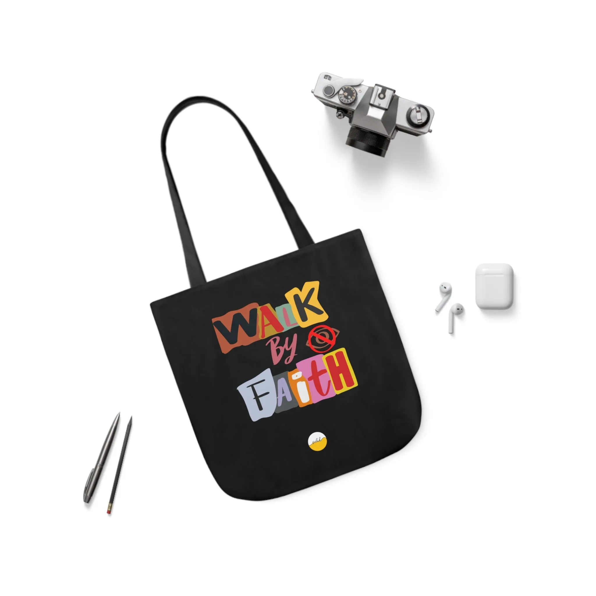 Walk by Faith Not by Sight Retro Canvas Tote Bag