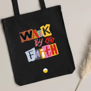 Walk by Faith Not by Sight Retro Canvas Tote Bag
