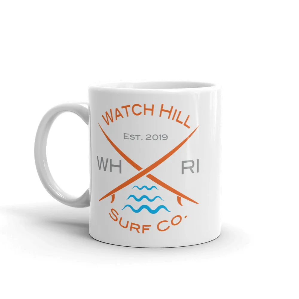 Watch Hill ‘Surf Co.’ Ceramic Mugs in 11oz. or 15oz. (Orange/Grey/Cyan)