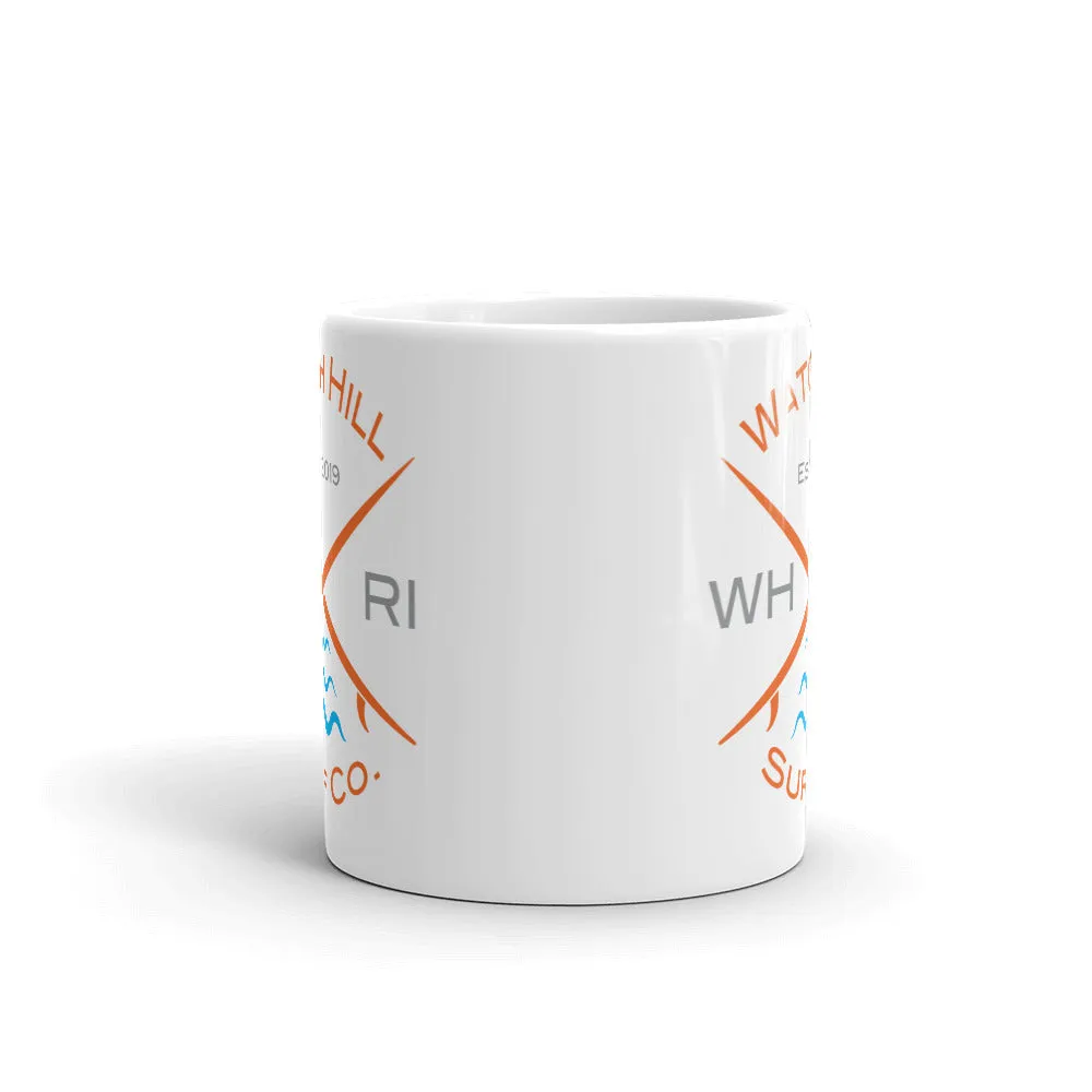 Watch Hill ‘Surf Co.’ Ceramic Mugs in 11oz. or 15oz. (Orange/Grey/Cyan)