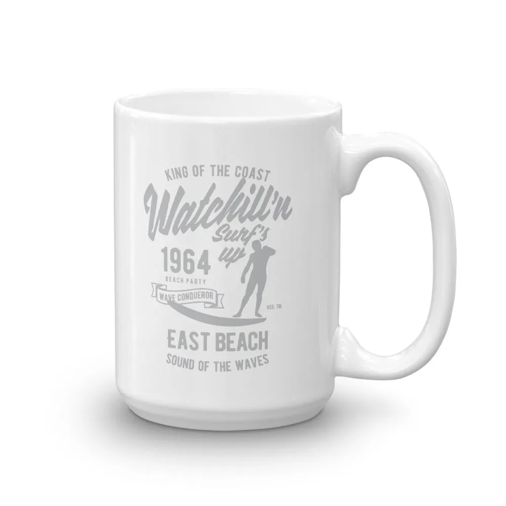 Watchill'n 'Surfs Up' Ceramic Mug - (Grey)