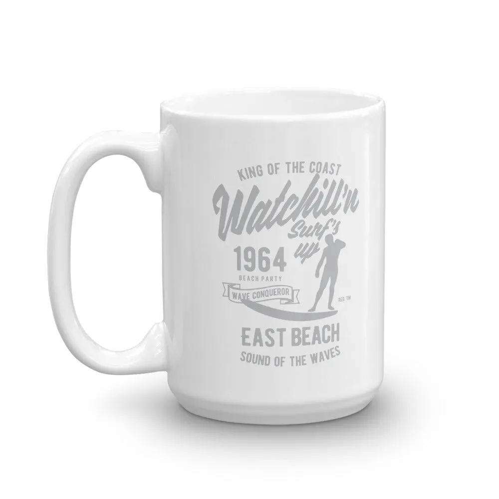 Watchill'n 'Surfs Up' Ceramic Mug - (Grey)