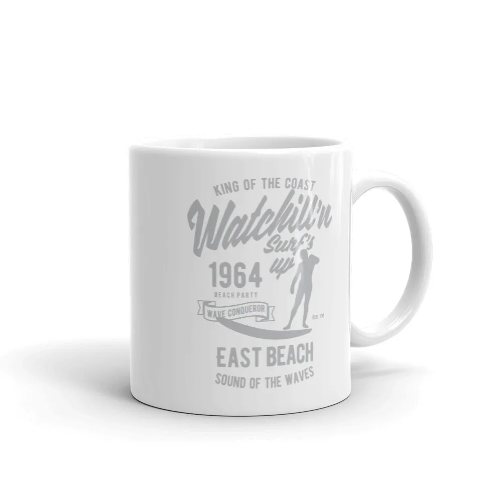 Watchill'n 'Surfs Up' Ceramic Mug - (Grey)