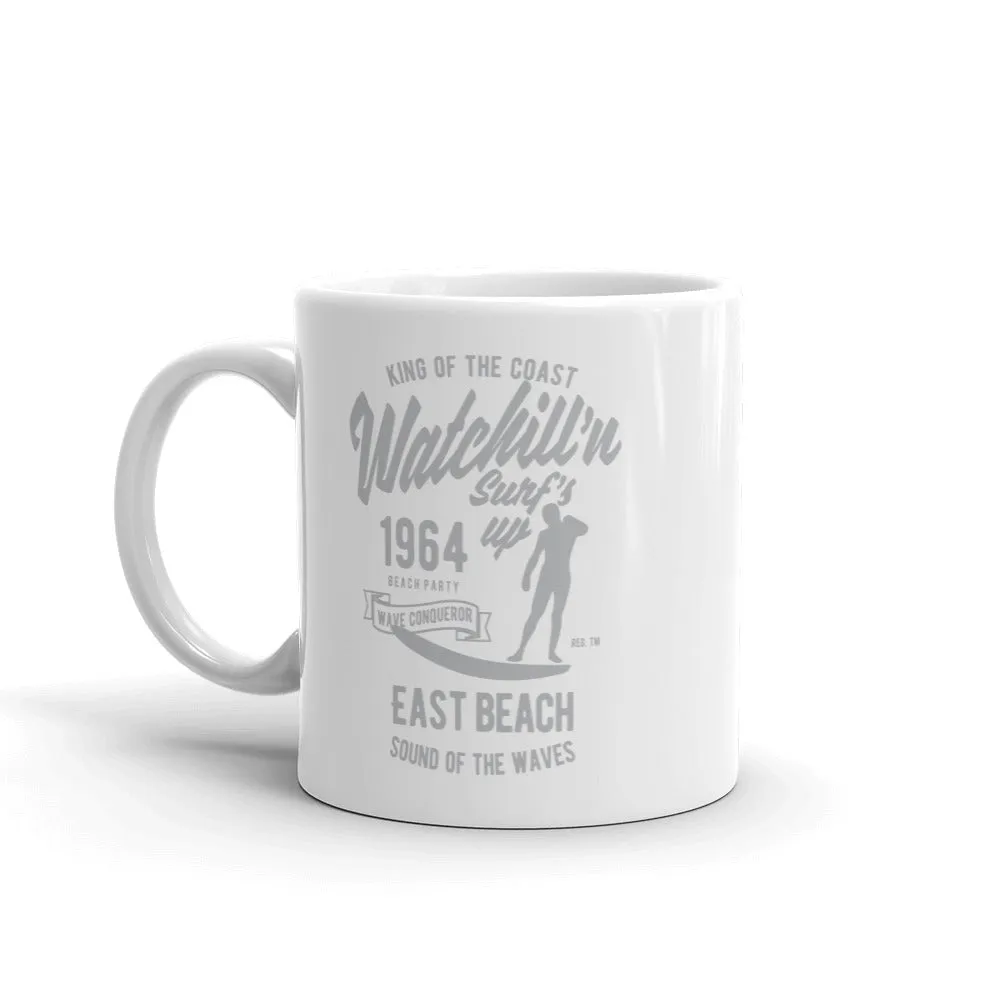 Watchill'n 'Surfs Up' Ceramic Mug - (Grey)