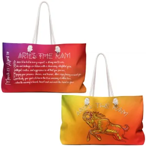 Weekender Bag with Acrostic Poem Spelling out "Aries"