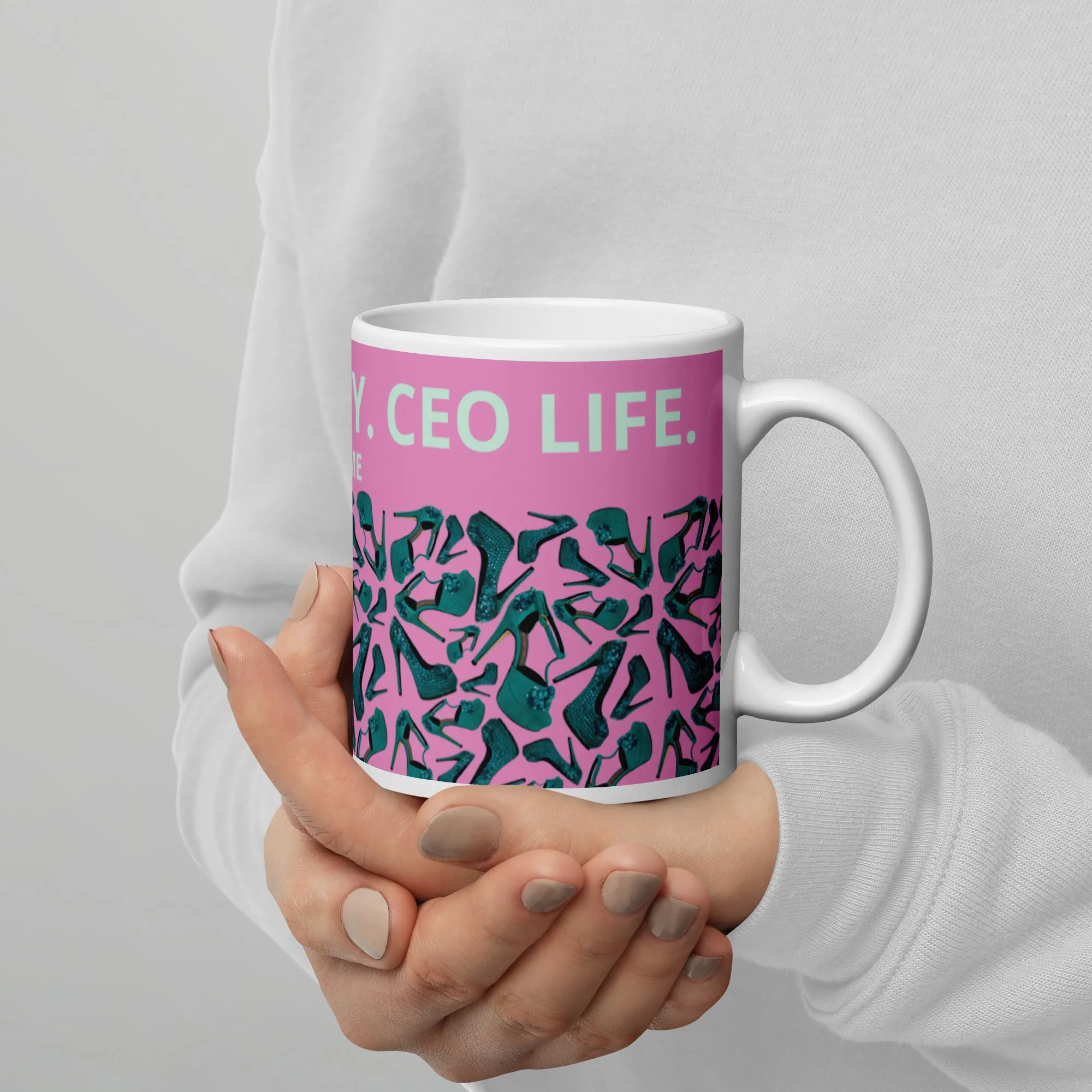 White glossy mug 'Always busy'