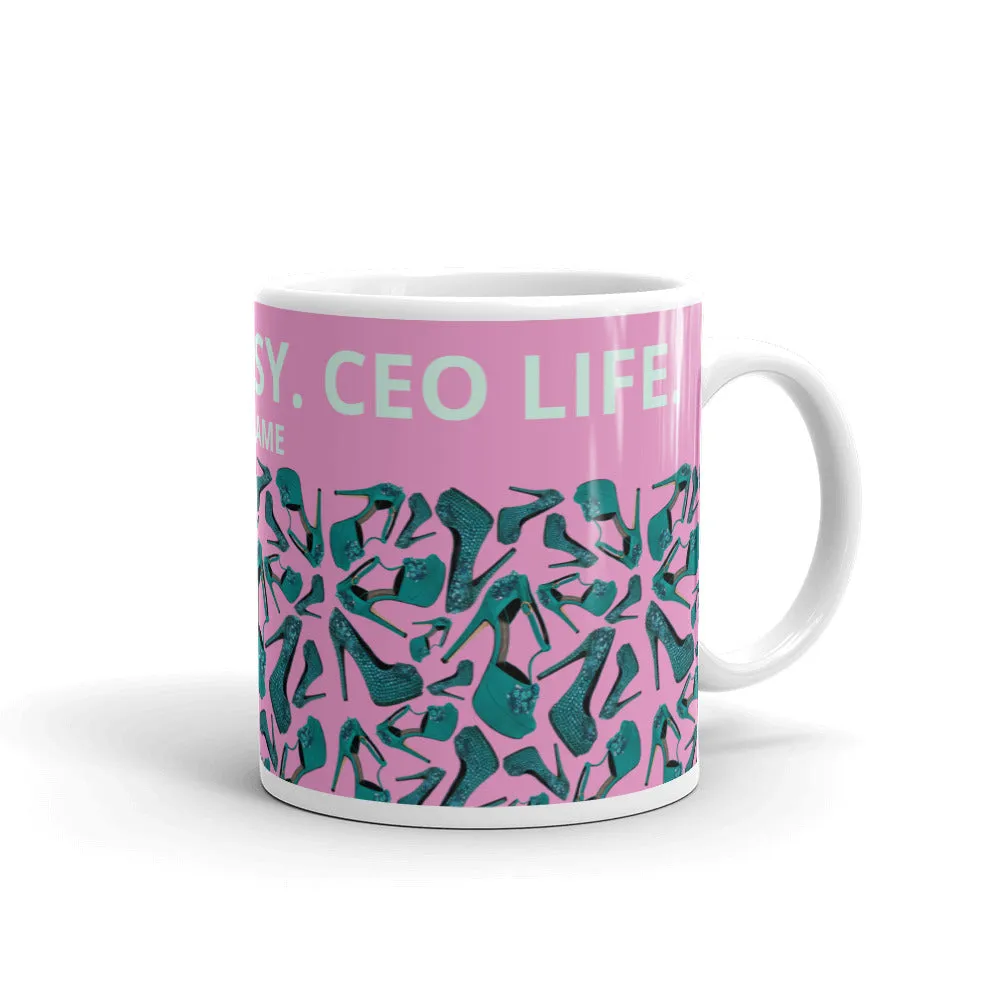 White glossy mug 'Always busy'