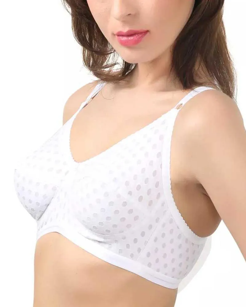 White Plain Dotted Bra - 1579 - Bodycare - White