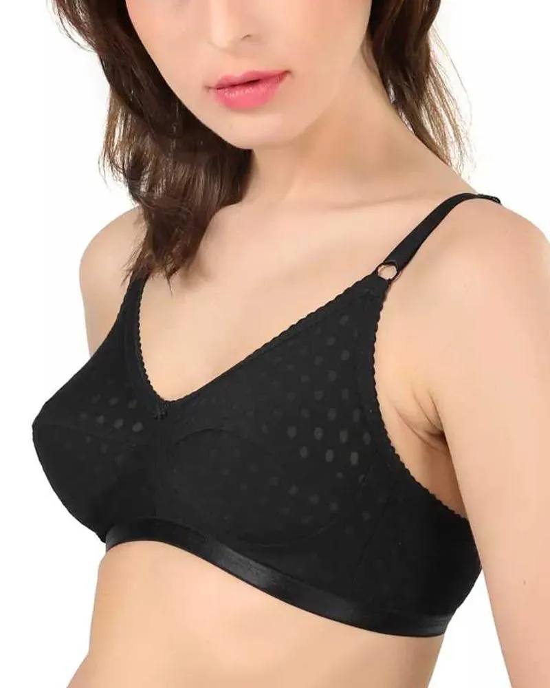White Plain Dotted Bra - 1579 - Bodycare - White