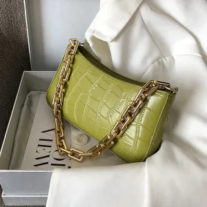 Women Solid Color Metal Chain Shoulder Handbags Female Travel Fashion Hand Bag