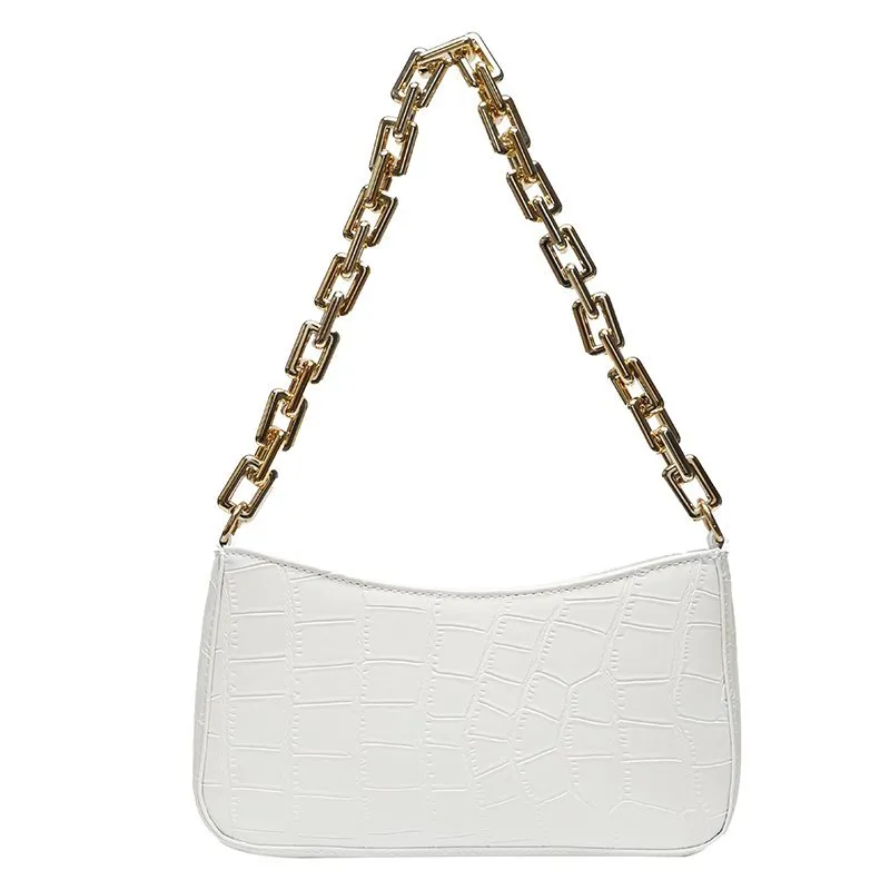 Women Solid Color Metal Chain Shoulder Handbags Female Travel Fashion Hand Bag