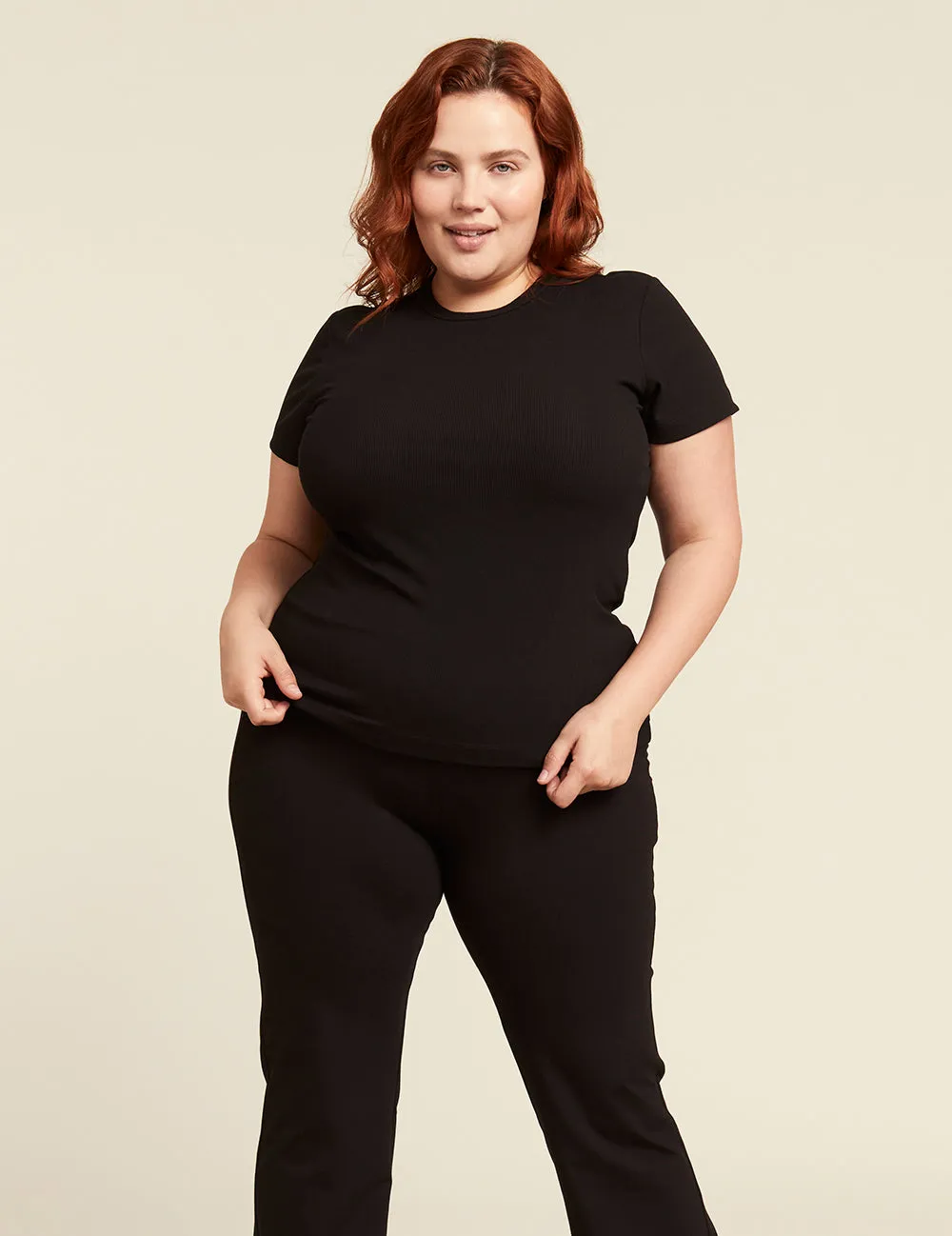 Women's Ribbed Crew Neck T-Shirt