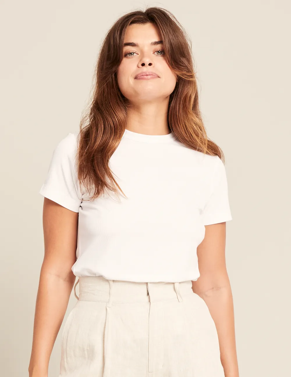 Women's Ribbed Crew Neck T-Shirt