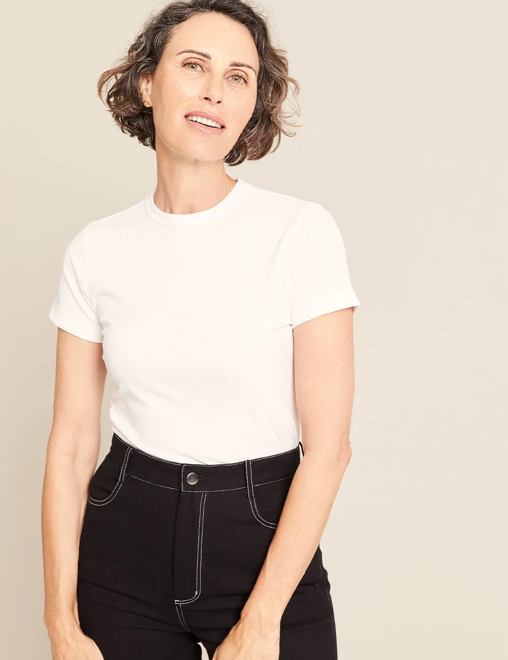Women's Ribbed Crew Neck T-Shirt