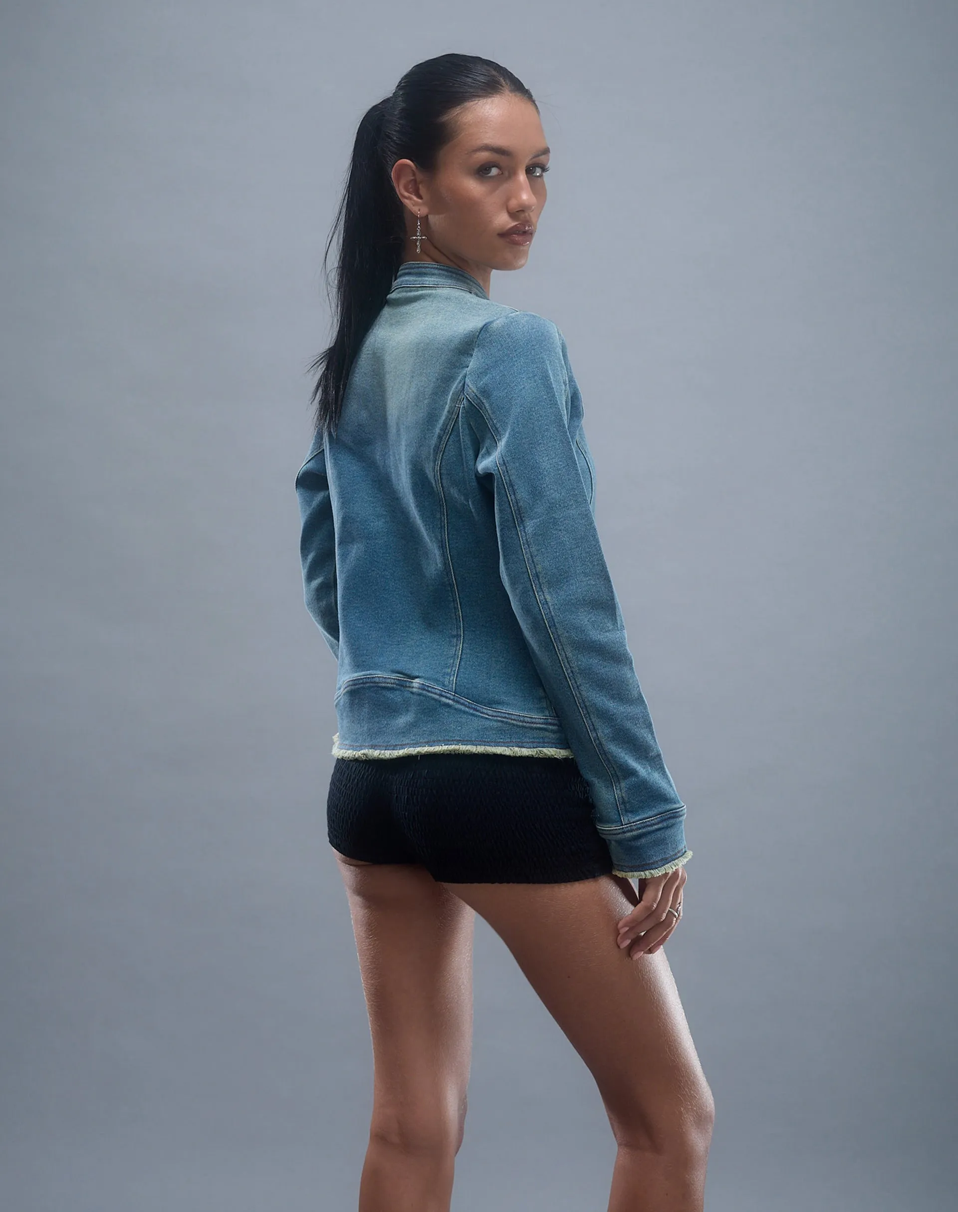 ZAYN DENIM BIKER JACKET VINTAGE BLUE 1