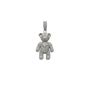 Zirconia Glossy Teddy Bear Pendant (Silver)
